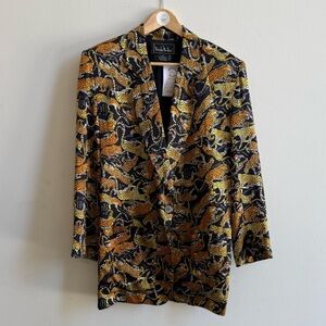 RARE NICOLE MILLER Vintage Silk Animal Print Blazer Size M